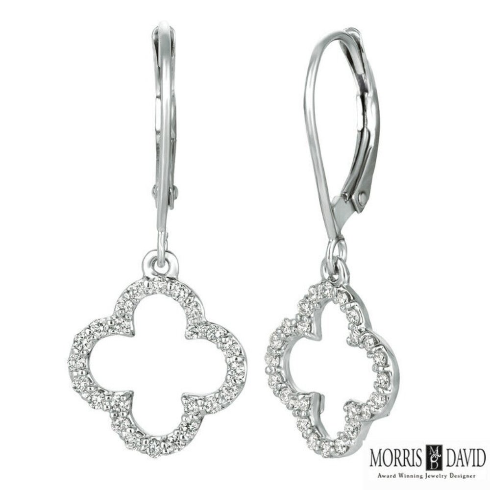 0.40 Carat Natural Diamond Clover Earrings G SI 14